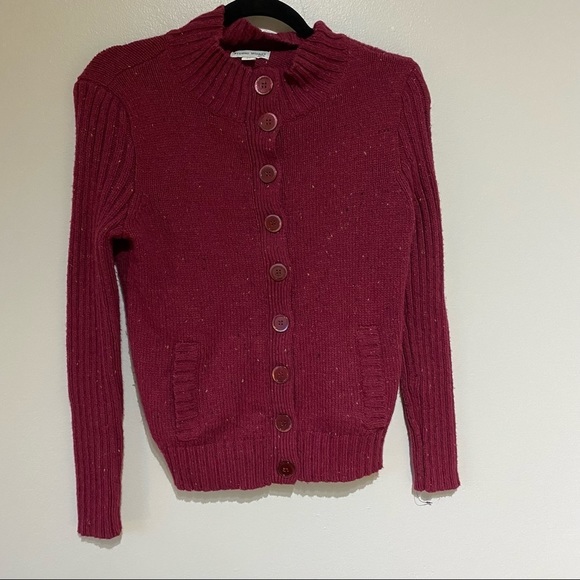 Maroon large button cardigan - Picture 4 of 7